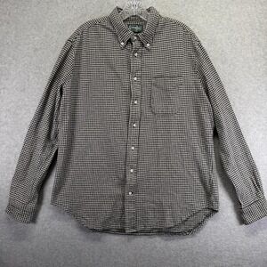 Gitman Bros Shirt Mens XL Black Houndstooth Flannel Button Down Long Sleeve USA